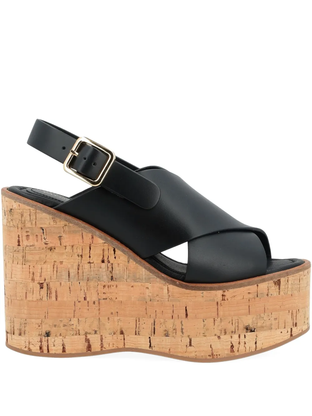Paloma Barceló 110mm crossover slingback wedge sandals - ブラック Paloma Barceló 110mm crossover slingback wedge sandals - ブラック