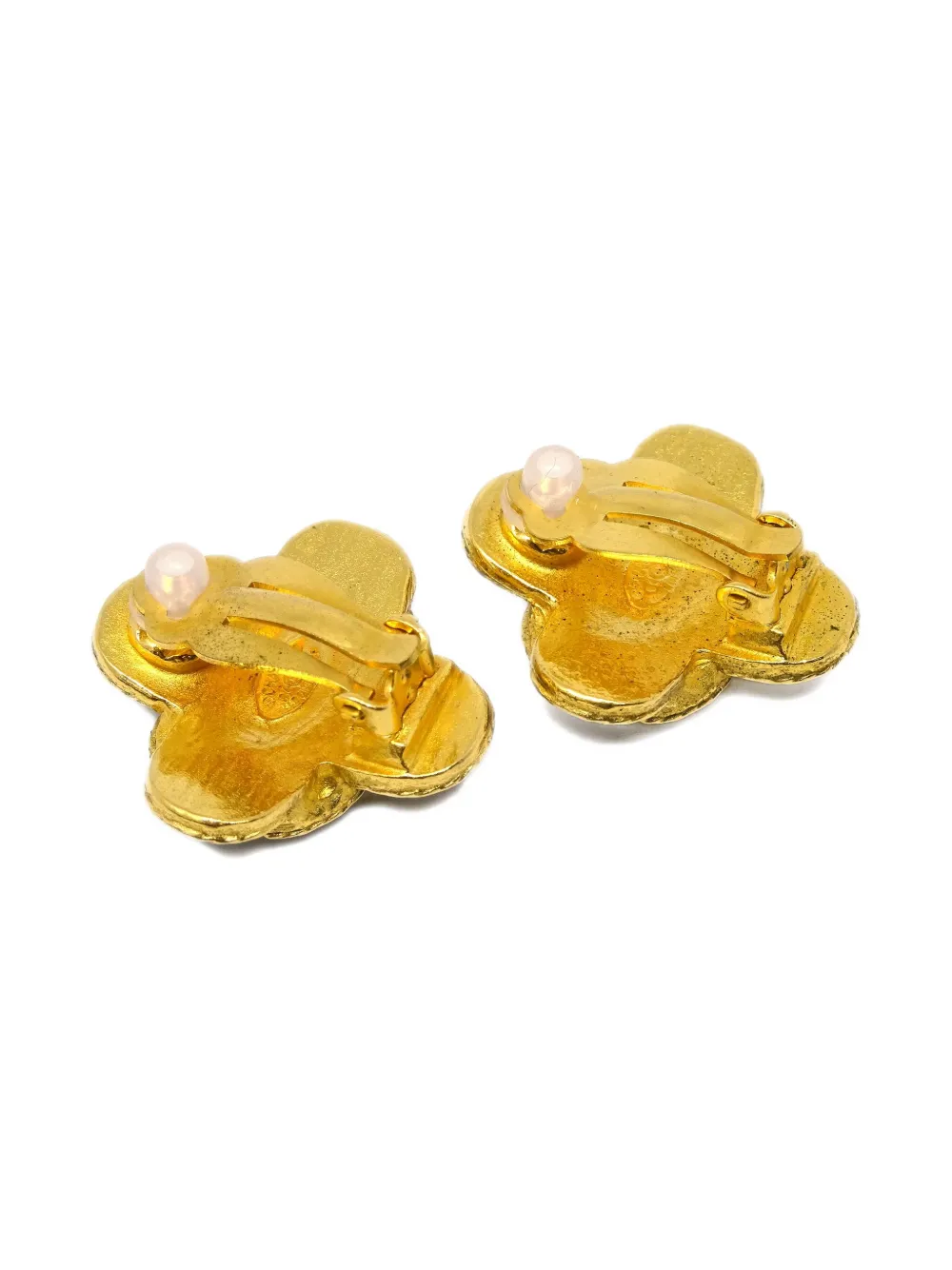 Pre-owned Chanel 1994 Clover-motif Cc Earrings