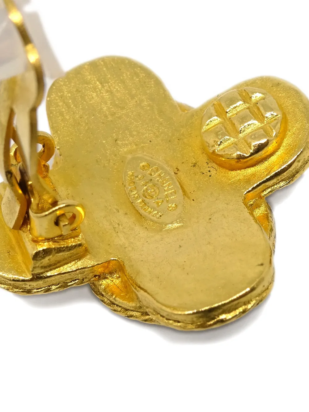 Pre-owned Chanel 1994 Clover-motif Cc Earrings