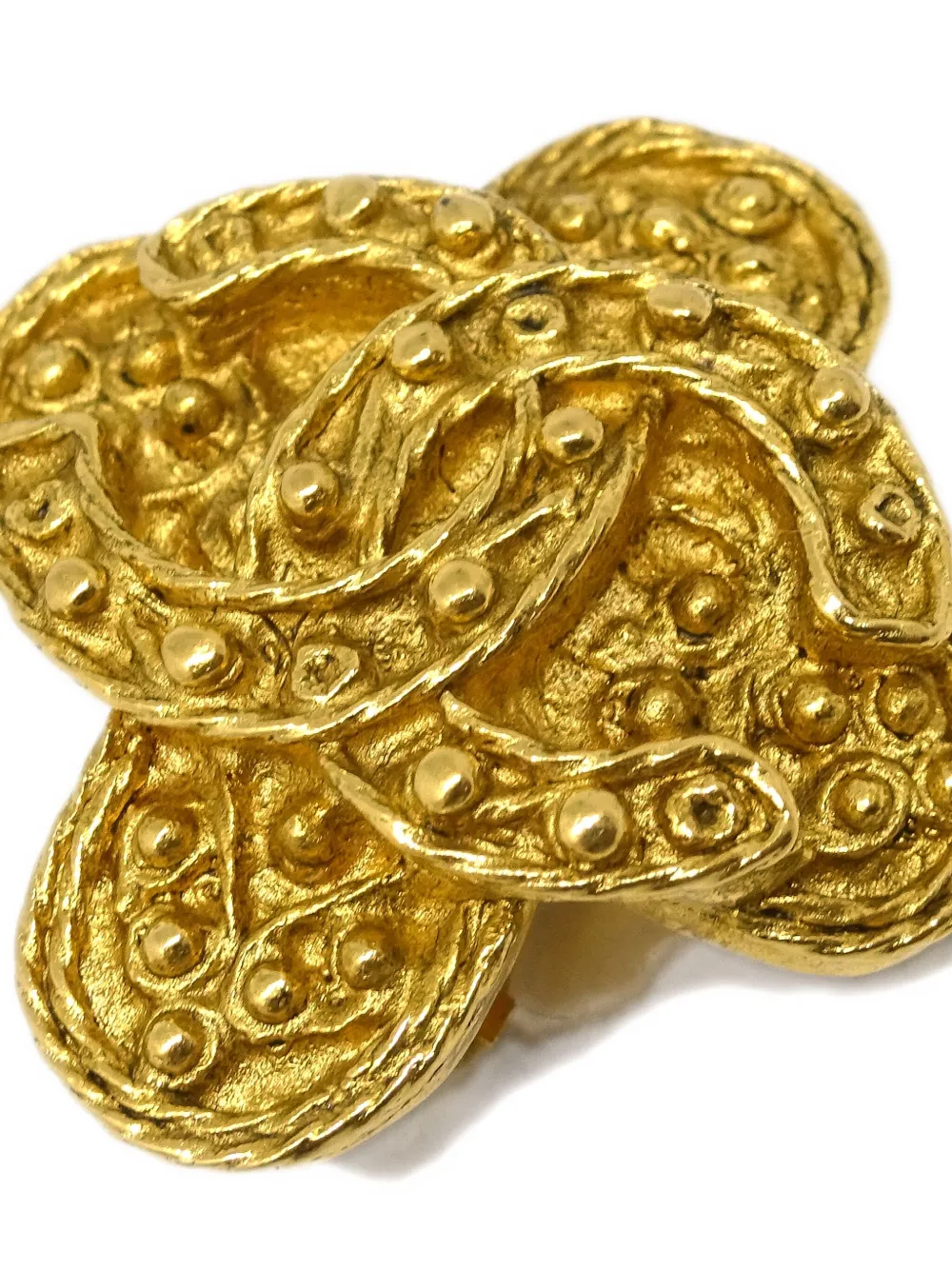 Pre-owned Chanel 1994 Clover-motif Cc Earrings