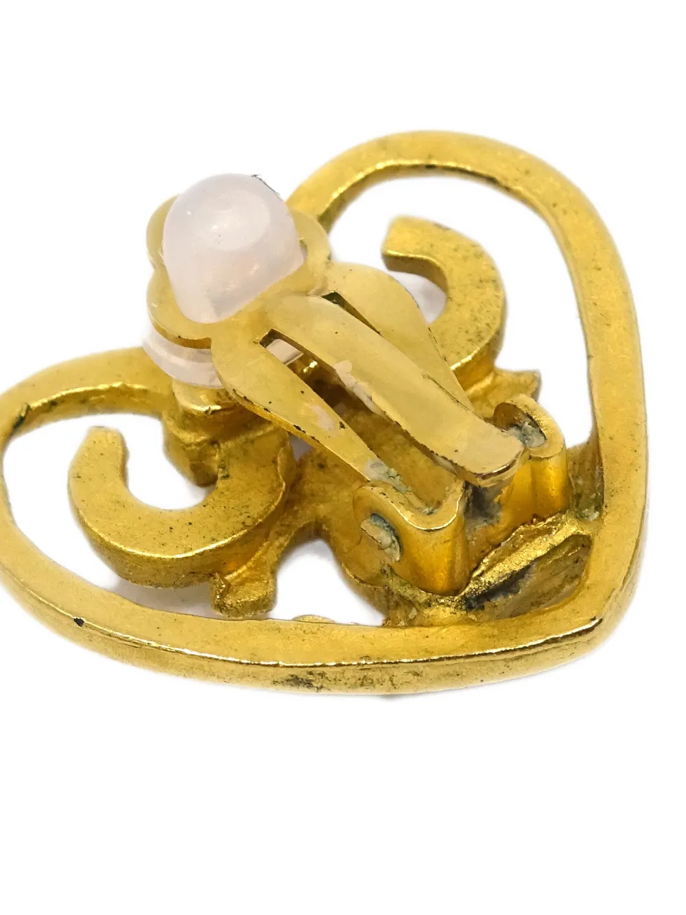Pre-owned Chanel 1995 Heart-motif Cc Earrings