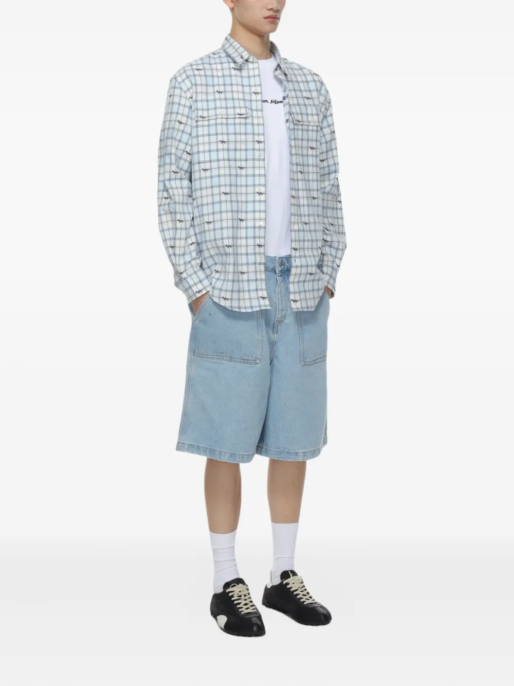 Maison Kitsuné Geruit overhemd Blauw