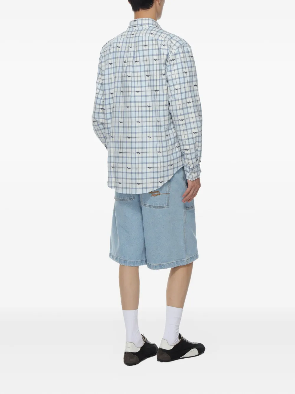 Maison Kitsuné Geruit overhemd Blauw