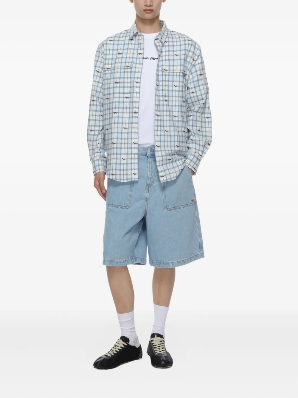 Maison Kitsuné Geruit overhemd Blauw