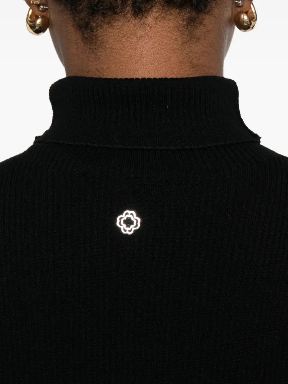 Maje Geribbelde top met col Zwart