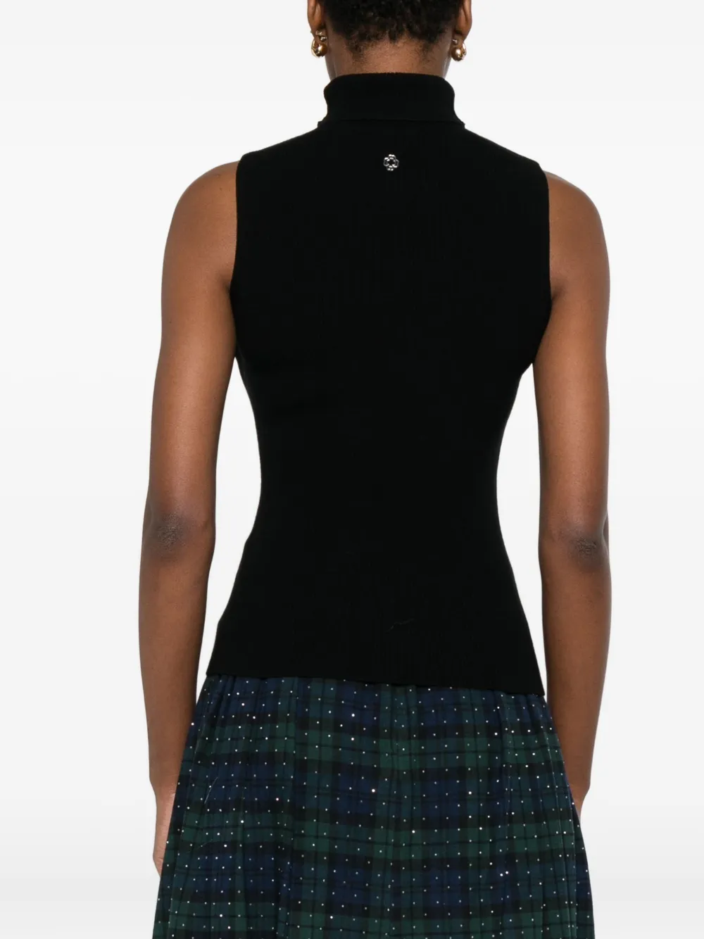 Maje Geribbelde top met col Zwart