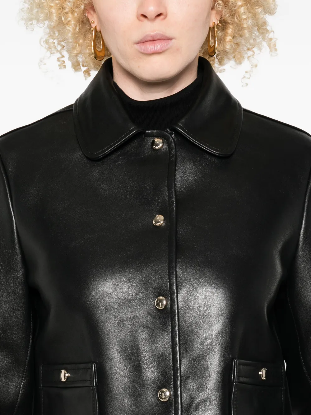 Maje Leren jack Zwart