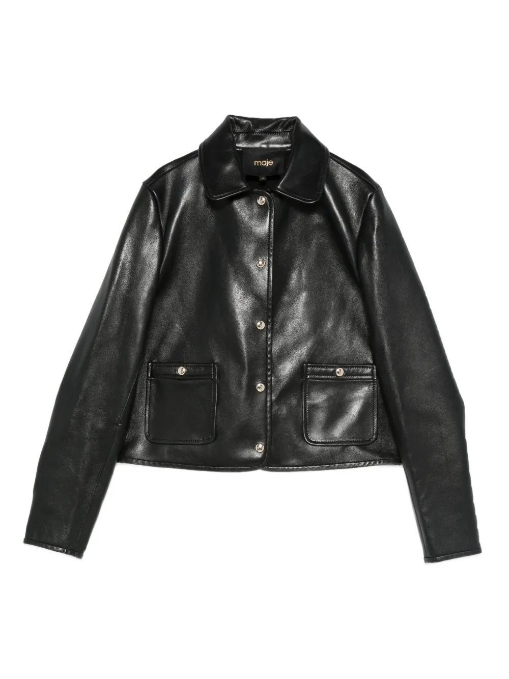 Maje cropped leather jacket | Black | Image 1