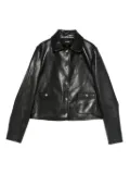 Maje cropped leather jacket - Black