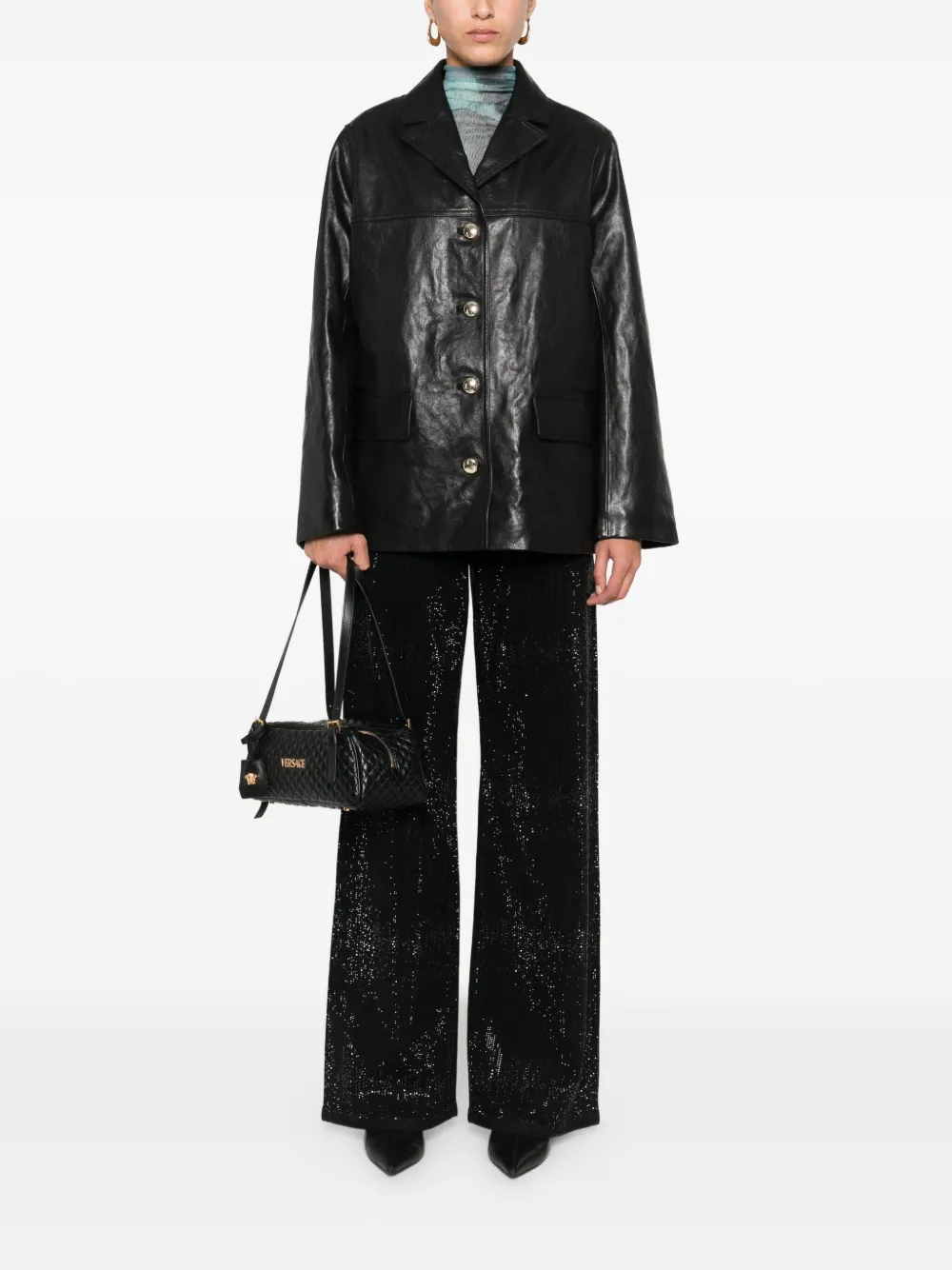 Maje single-breasted leather blazer | Blazers | Image 2