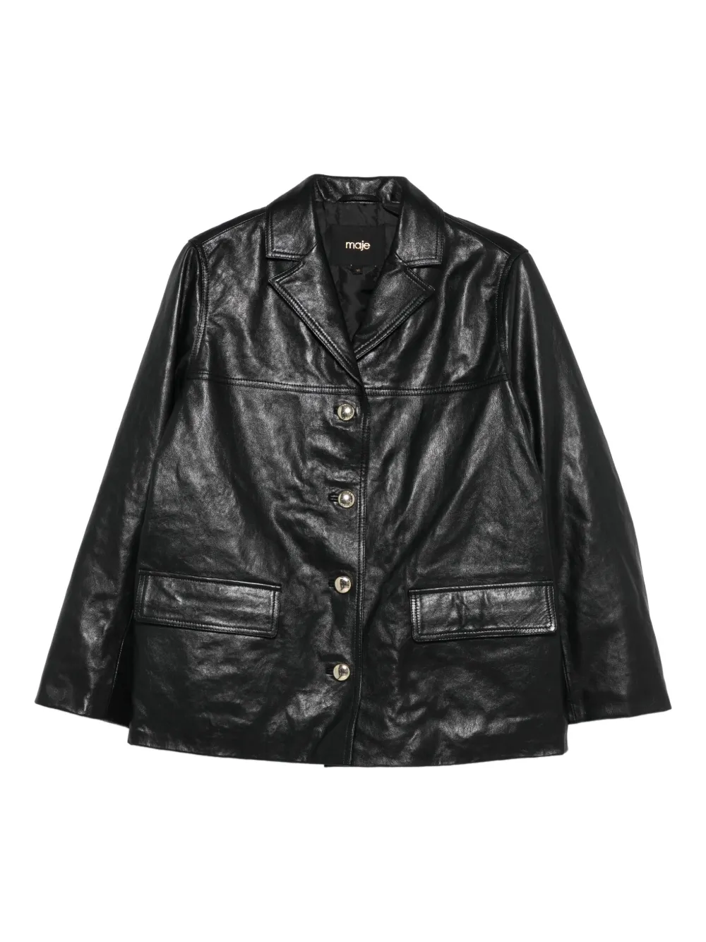 Maje single-breasted leather blazer | Black | Image 1