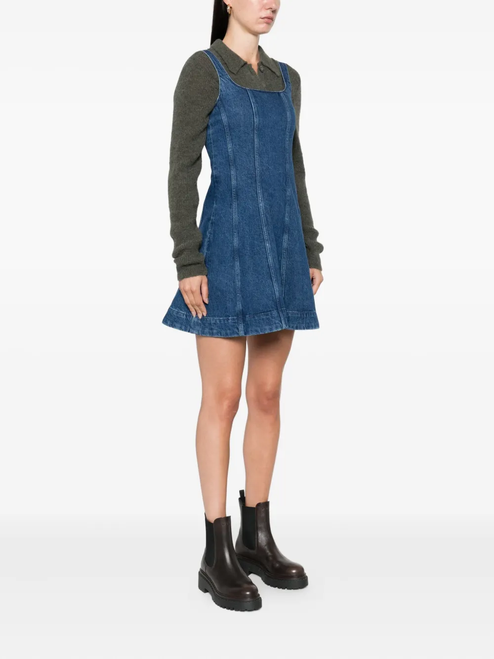 Maje Mini-jurk met vierkante hals Blauw