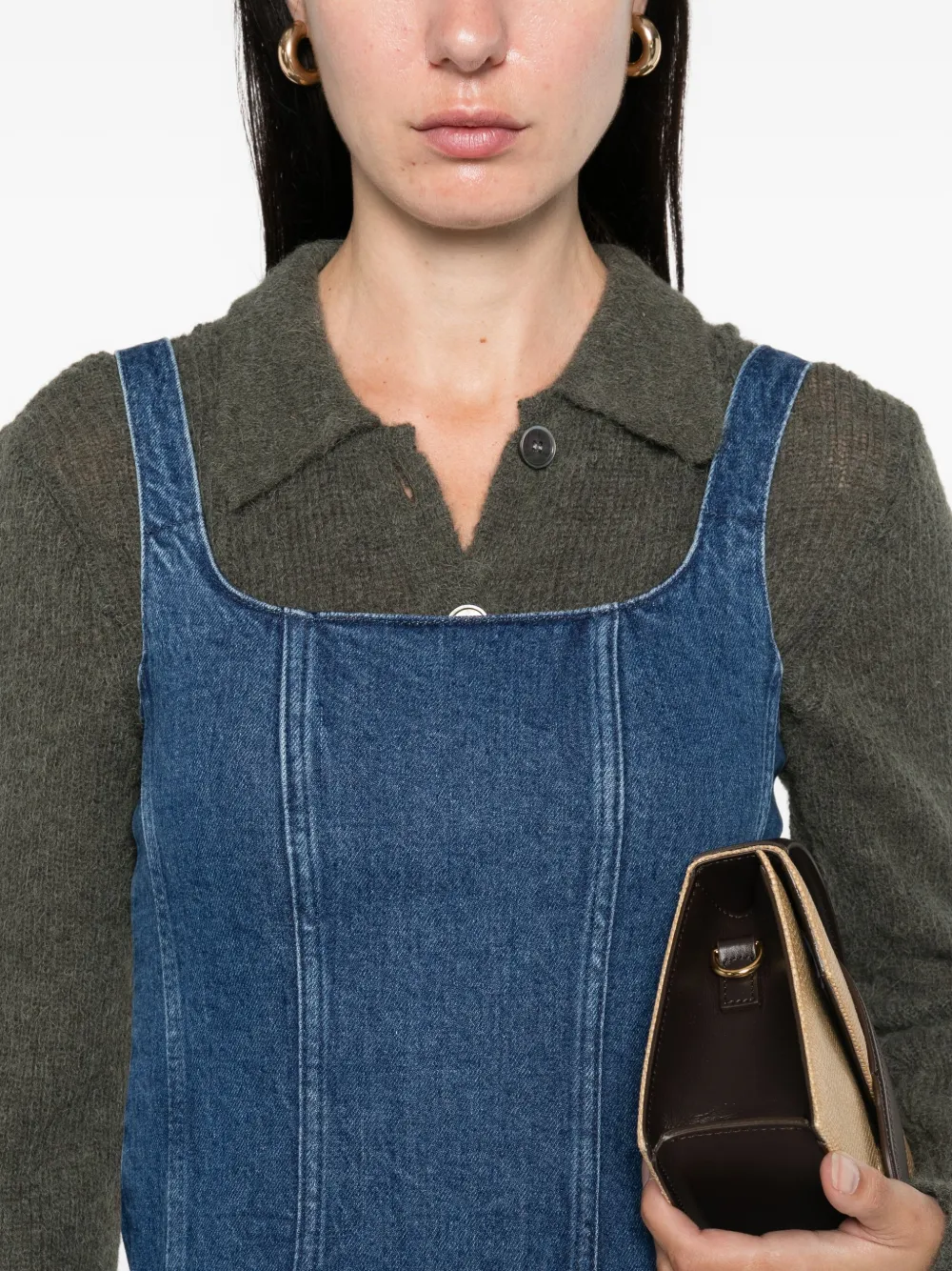 Maje Mini-jurk met vierkante hals Blauw