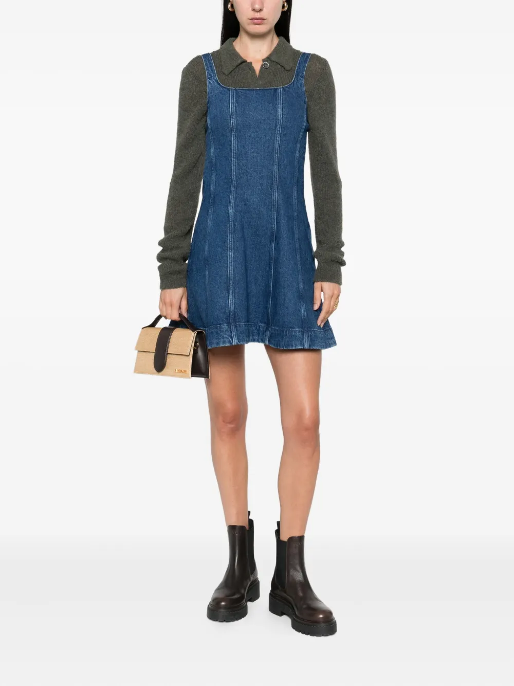 Maje Mini-jurk met vierkante hals Blauw