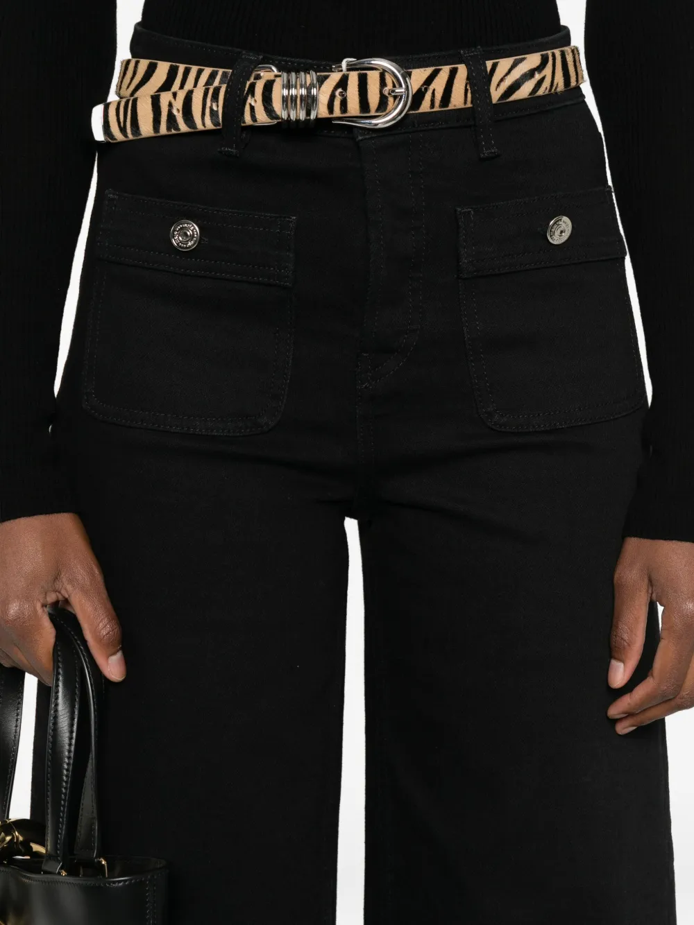 Maje Jeans met klepzak Zwart