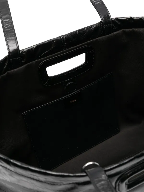 Maje Crackled Leather Milpli Tote Bag | Black | FARFETCH