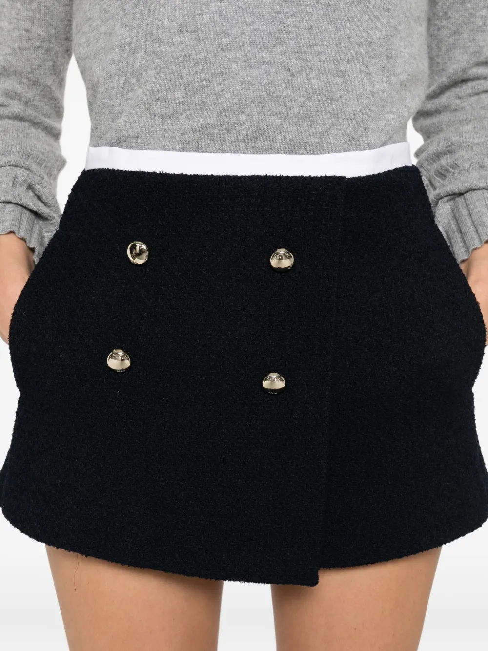 Maje Double-breasted Button-detail Shorts In Black