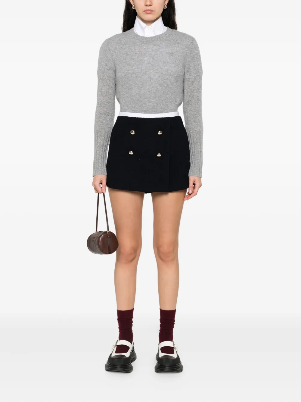 Maje Double-breasted Button-detail Shorts In Black