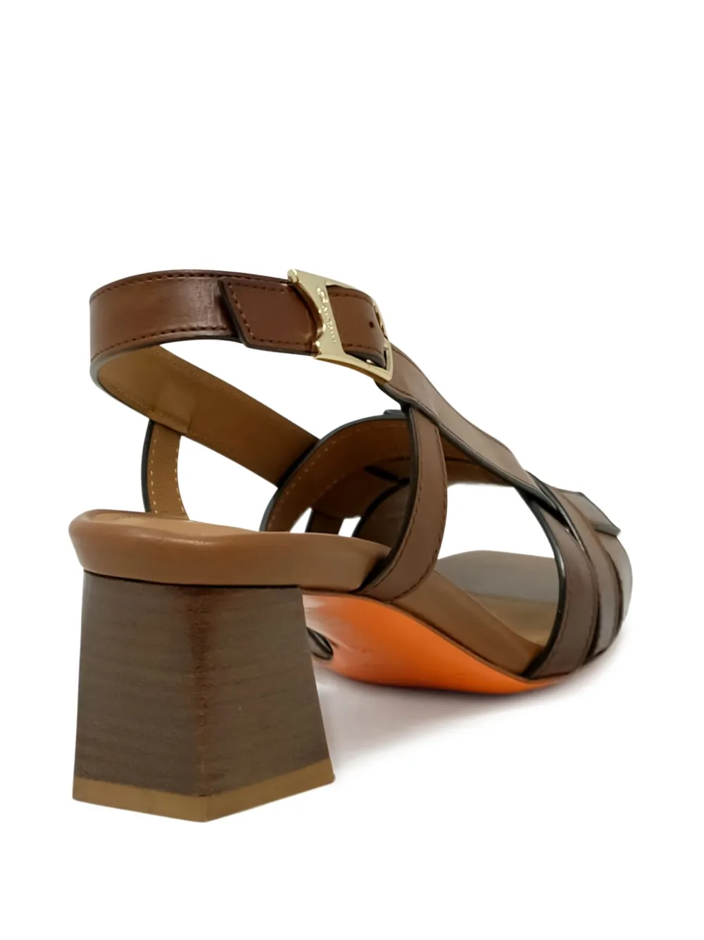 Santoni Leren slingback sandalen Bruin