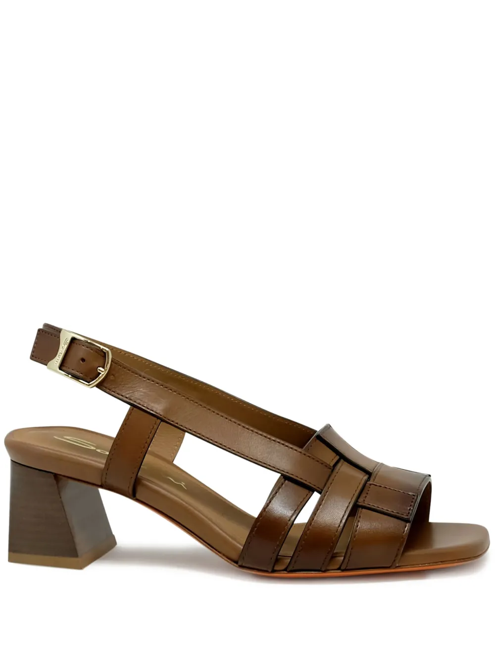 Santoni Leren slingback sandalen Bruin
