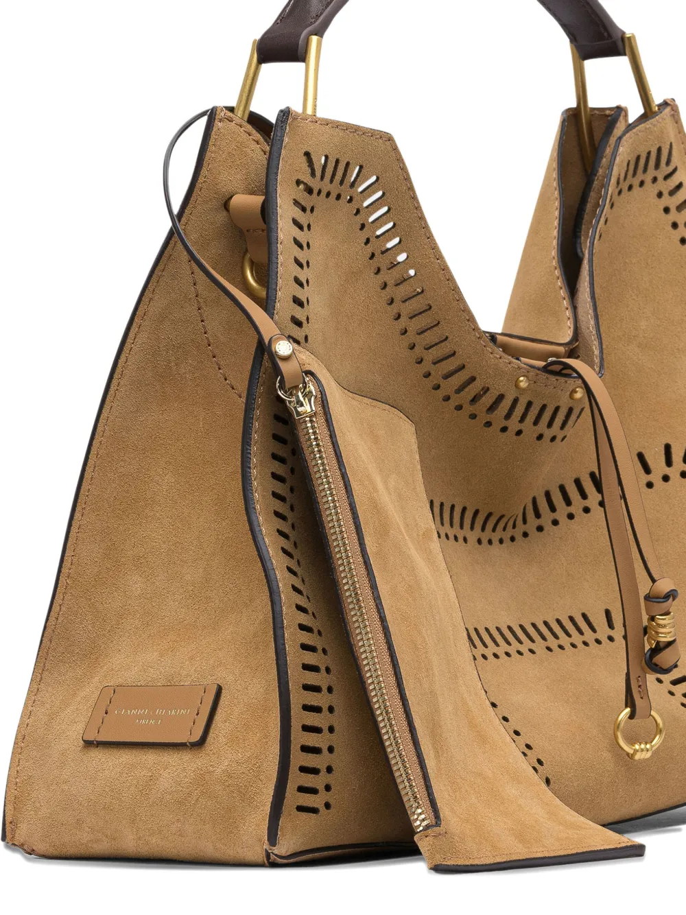 GIANNI CHIARINI cut-out leather tote bag Bruin
