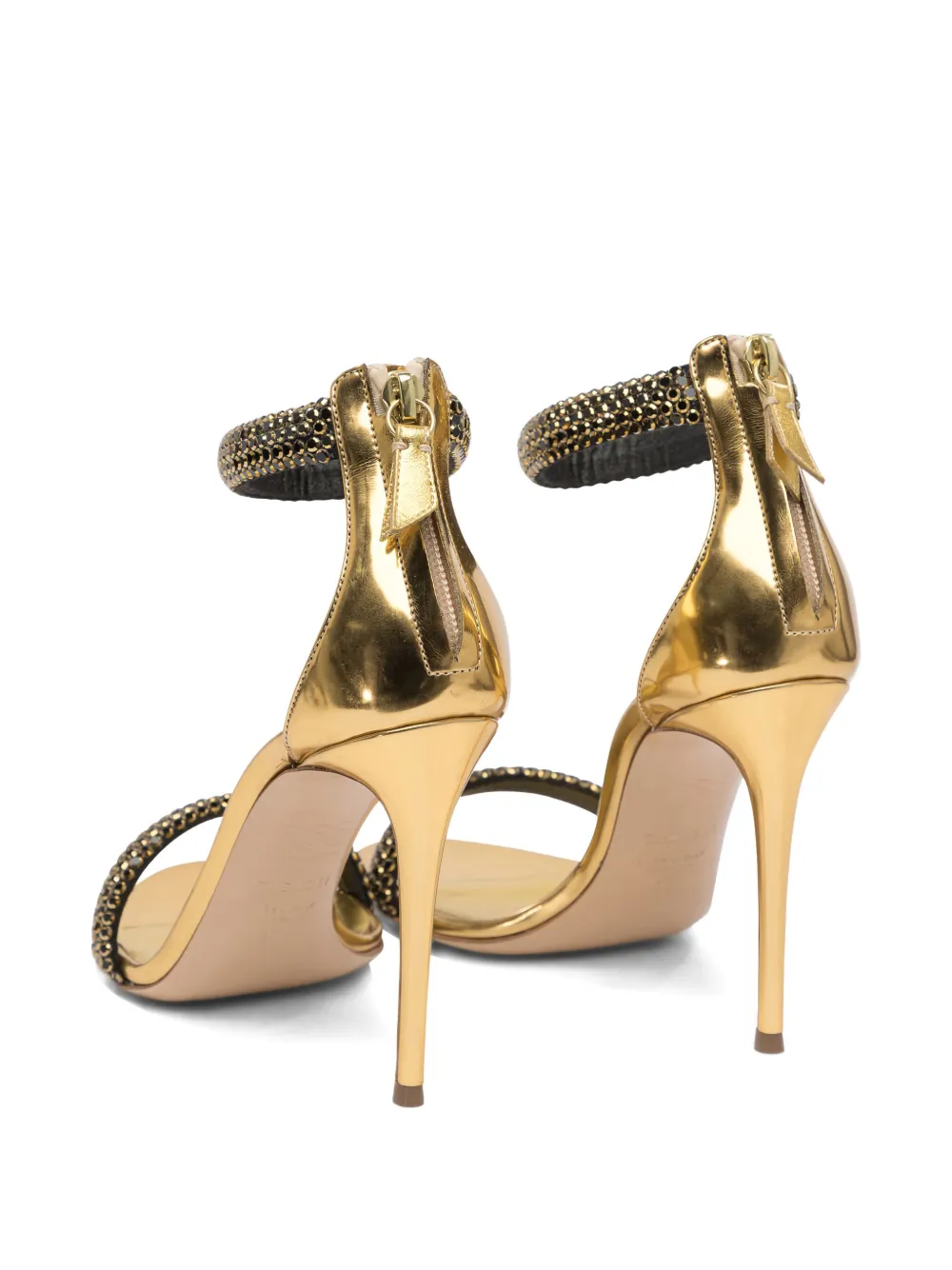 Casadei 100mm crystal-embellished stiletto sandals Yellow