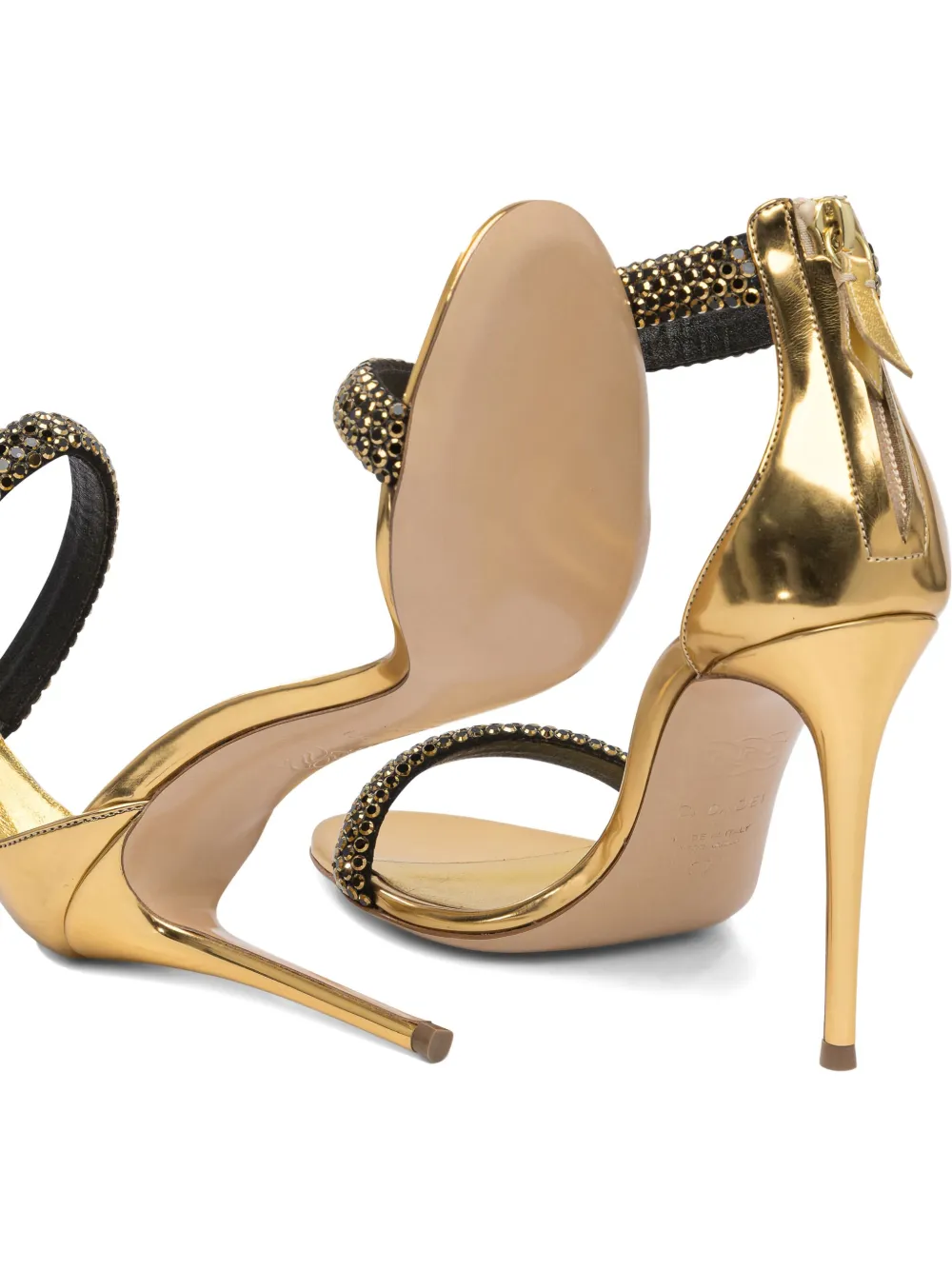 Casadei 100mm crystal-embellished stiletto sandals Yellow