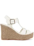 Paloma Barceló 100mm Alison leather wedge sandals - White