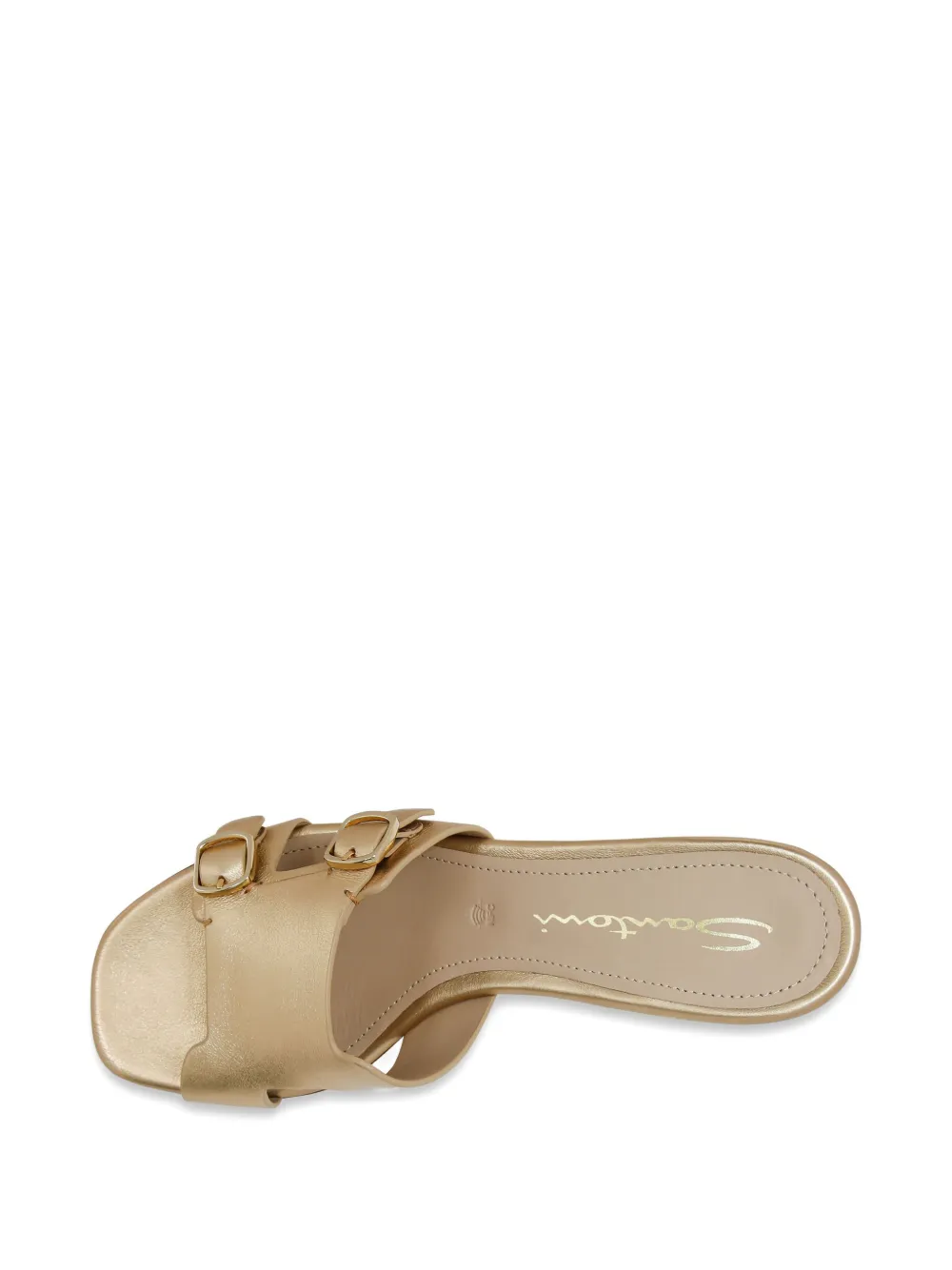 Santoni 45 mm sandalen met dubbele gesp en blokhak Goud