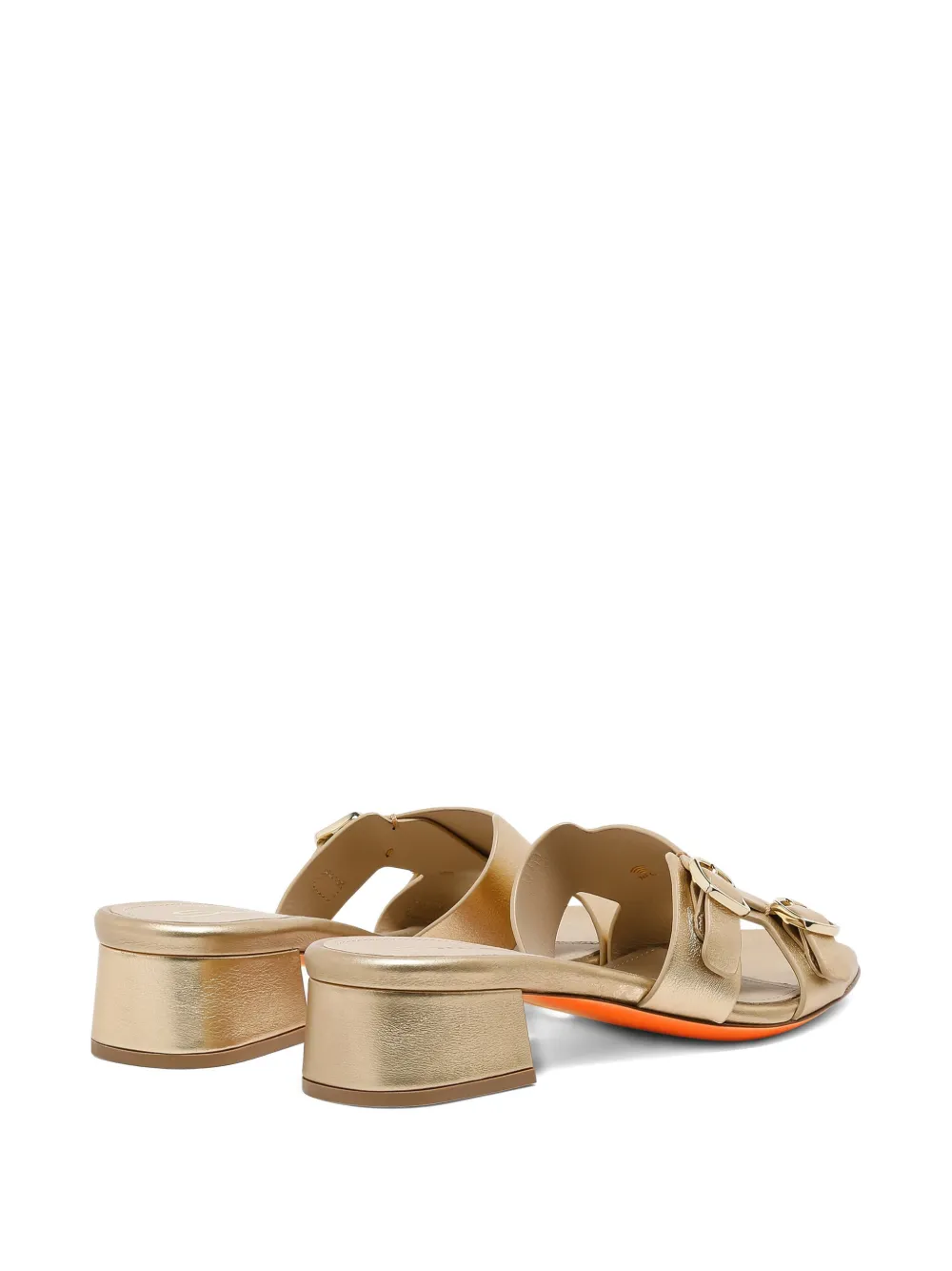 Santoni 45 mm sandalen met dubbele gesp en blokhak Goud