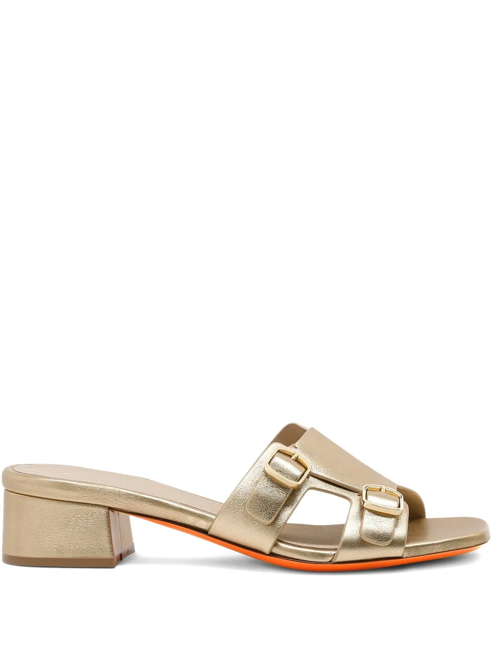 Santoni 45mm double-buckle block-heel sandals | Gold | Image 1
