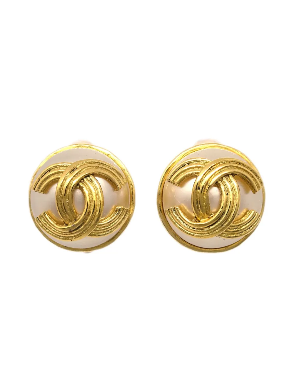 Pre-owned Chanel 1994 Logo-plaque Clip-on Earrings