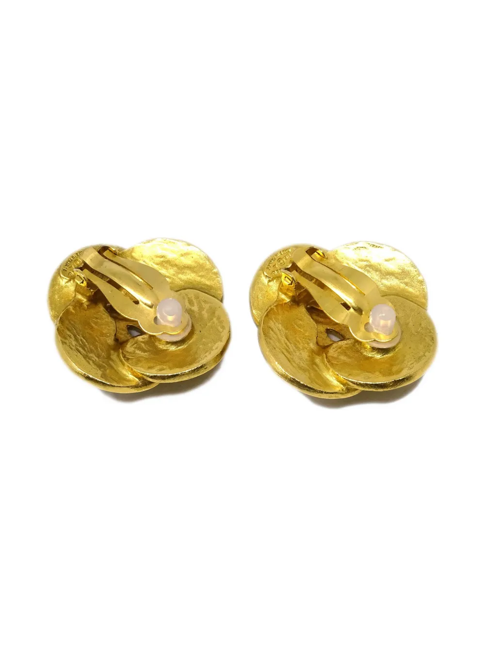 Pre-owned Chanel 1996 Clover-motif Cc Earrings