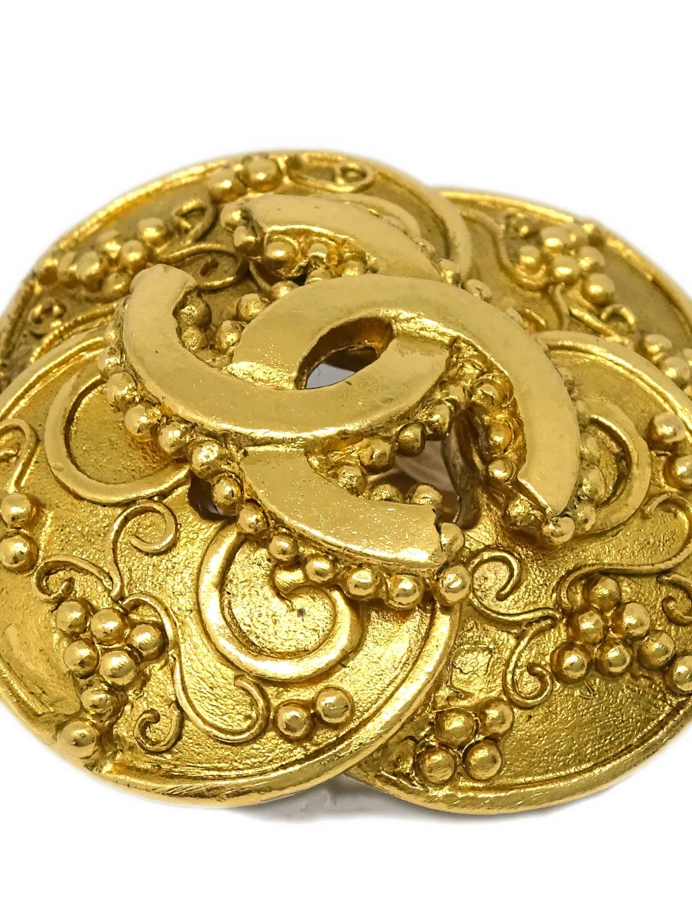 Pre-owned Chanel 1996 Clover-motif Cc Earrings