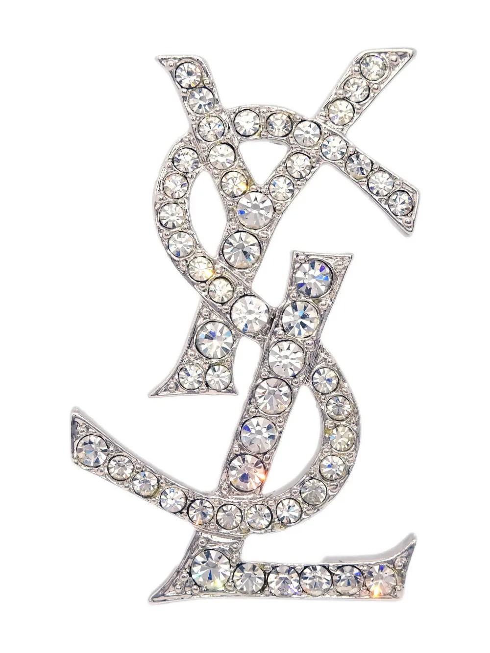 Saint Laurent Pre-Owned 1990-2000s crystal-embellished brooch | Silver | Image 1