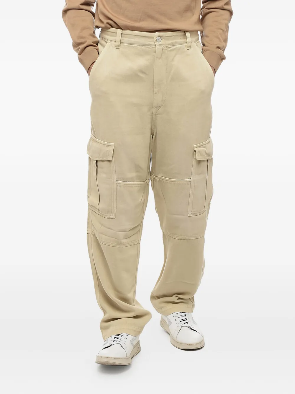 MARANT Isabel Marant Twill Fabric Cargo Pants with Belt Loops | Neutrals | Image 1