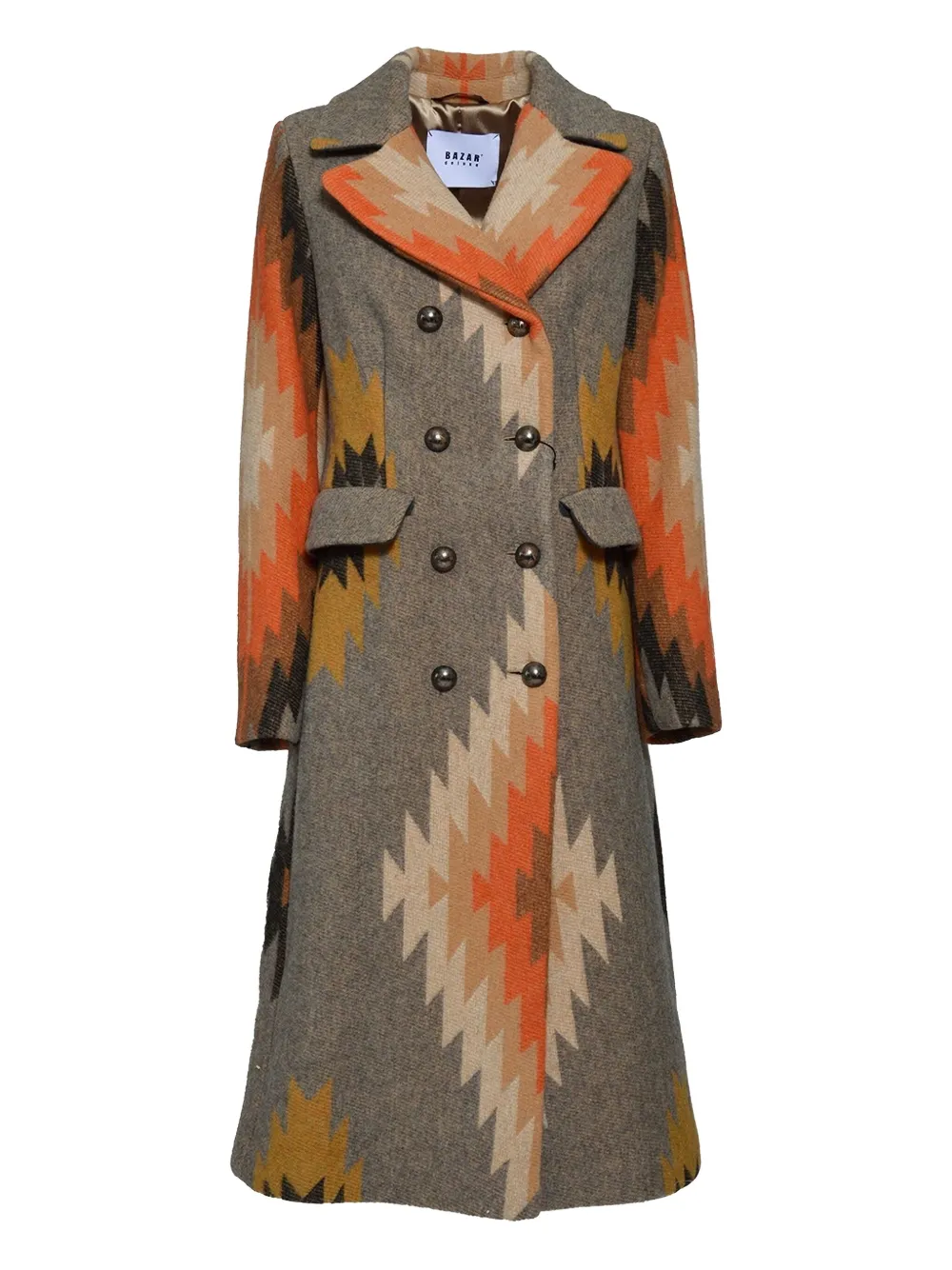 BAZAR DELUXE INTARSIA-PATTERN VIRGIN-WOOL COAT