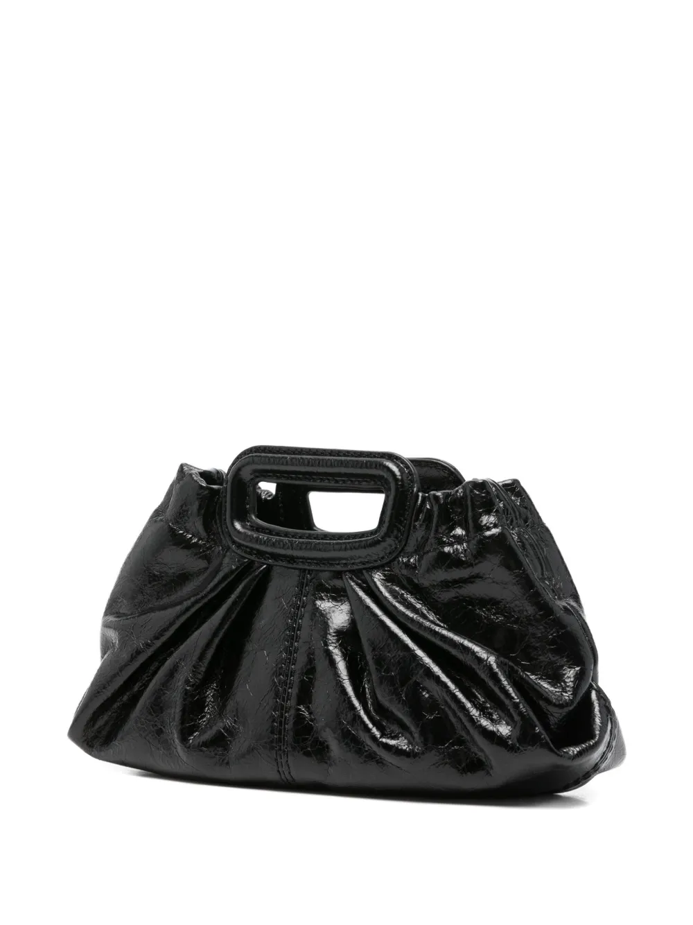 Maje Kleine tas met gebarsten effect Zwart