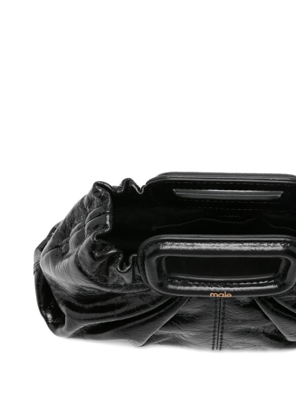 Maje Kleine tas met gebarsten effect Zwart