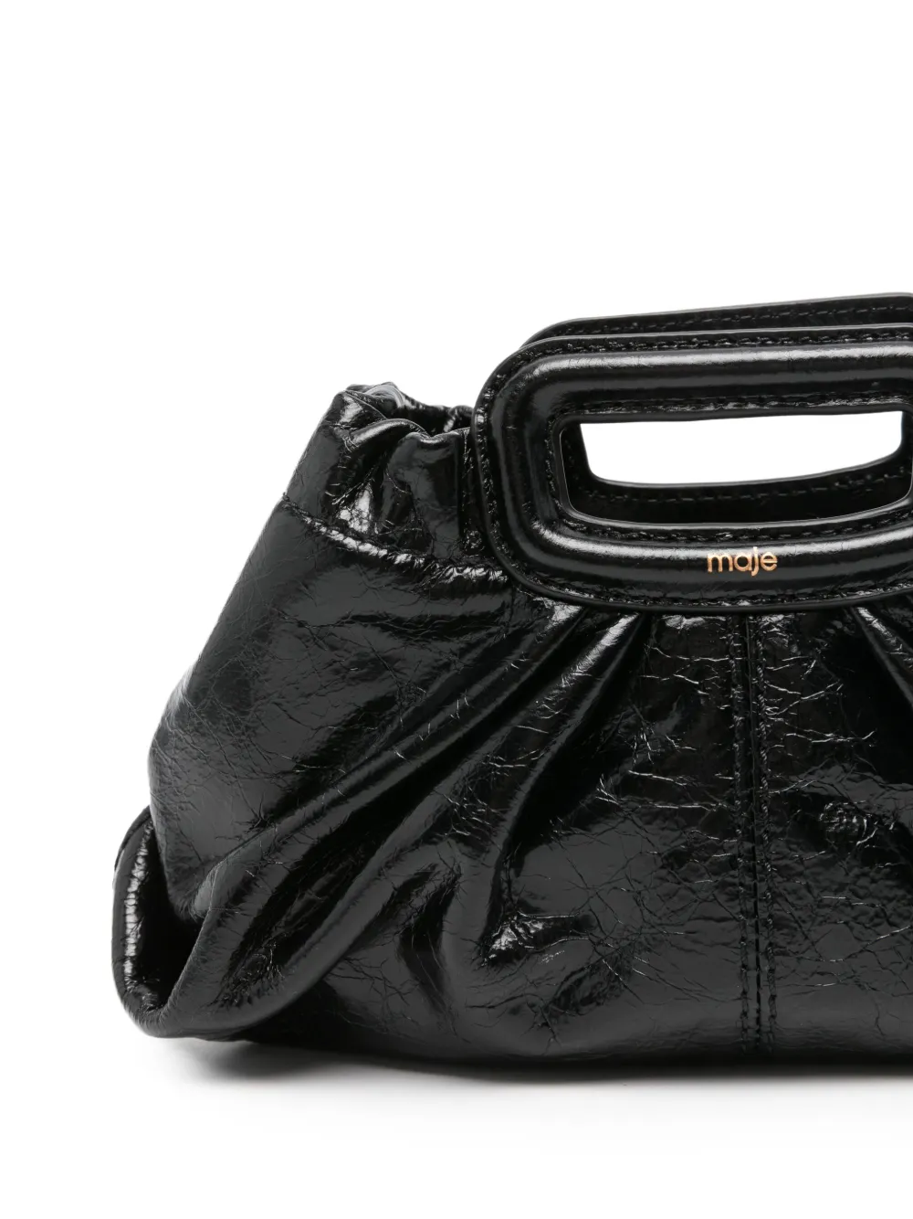 Maje Kleine tas met gebarsten effect Zwart