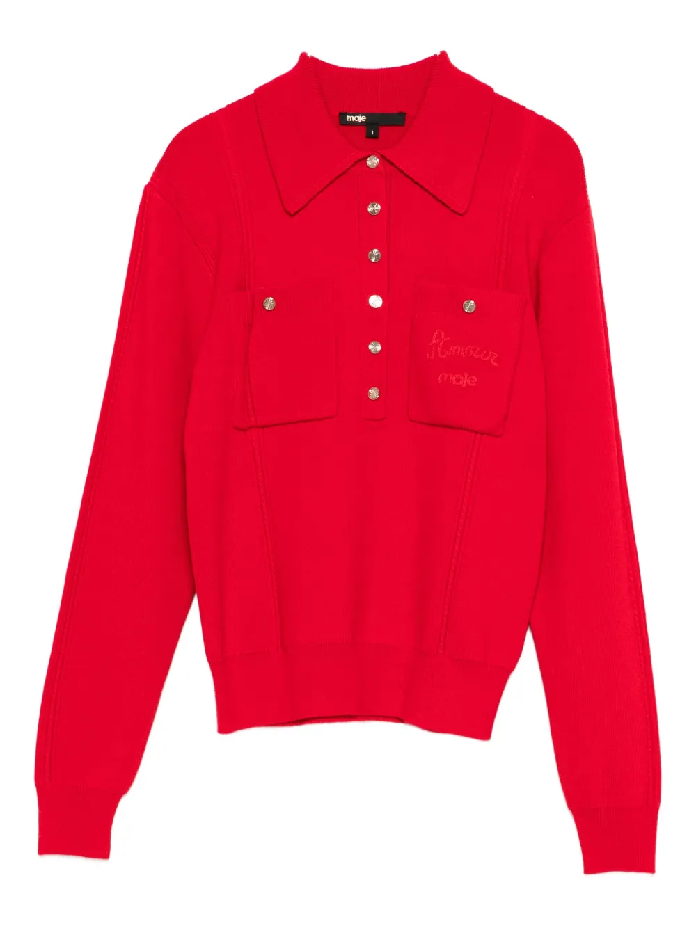 Maje patch-pocket buttoned top - Rosso