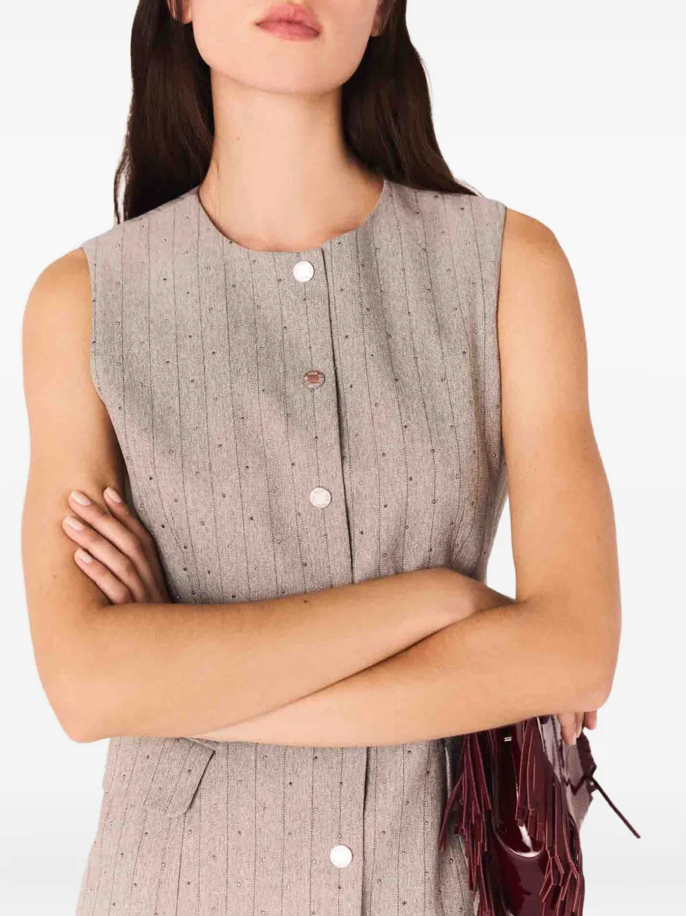 Maje Jurk met stras Grijs