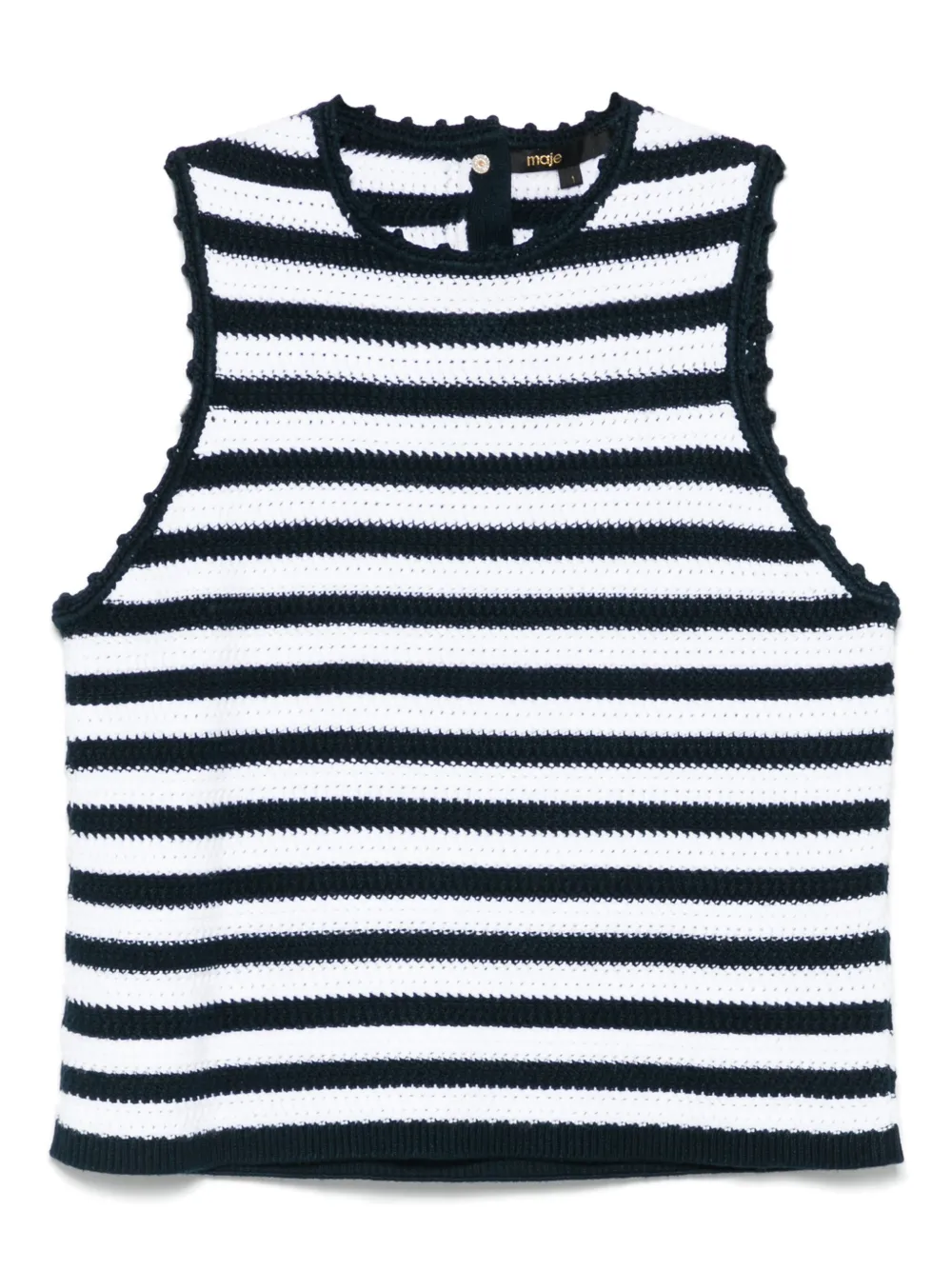 Maje haut rayé en maille | blanc | Image 1