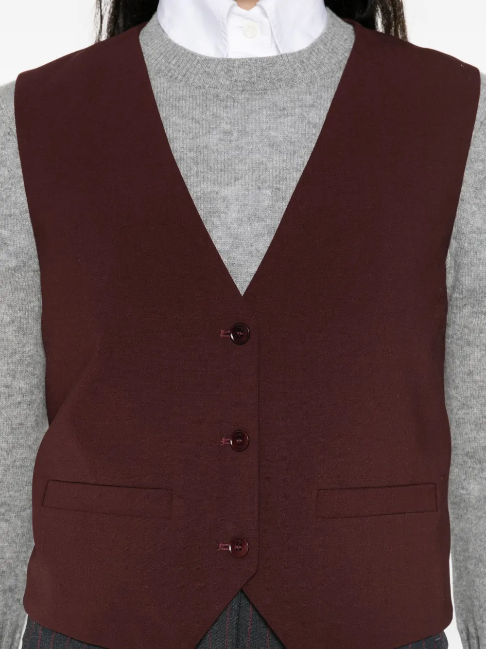 Maje Button-fastening Sleeveless Vest In Red