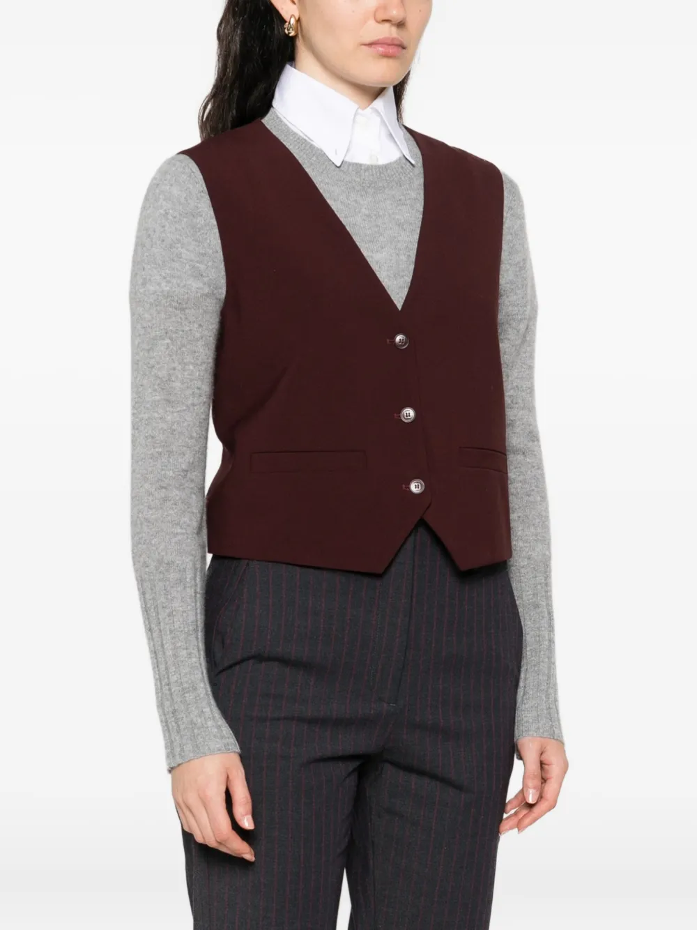 Maje Button-fastening Sleeveless Vest In Red