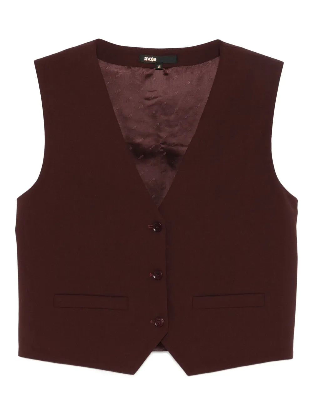Maje Button-fastening Sleeveless Vest In Red
