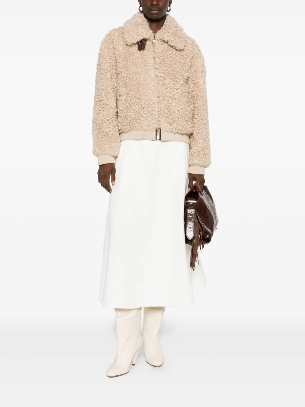 Maje logo-plaque A-line skirt - Wit