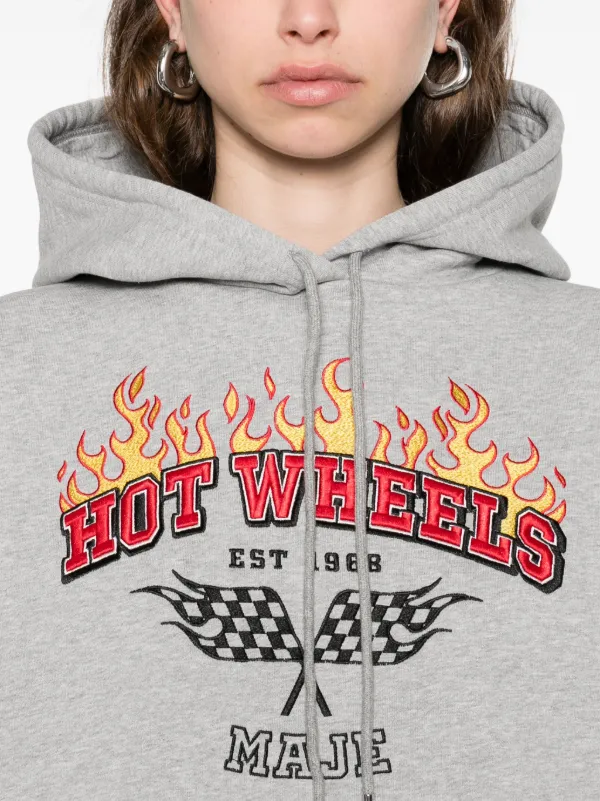 Maje Sudadera Corta Con Logo Bordado Gris FARFETCH CO