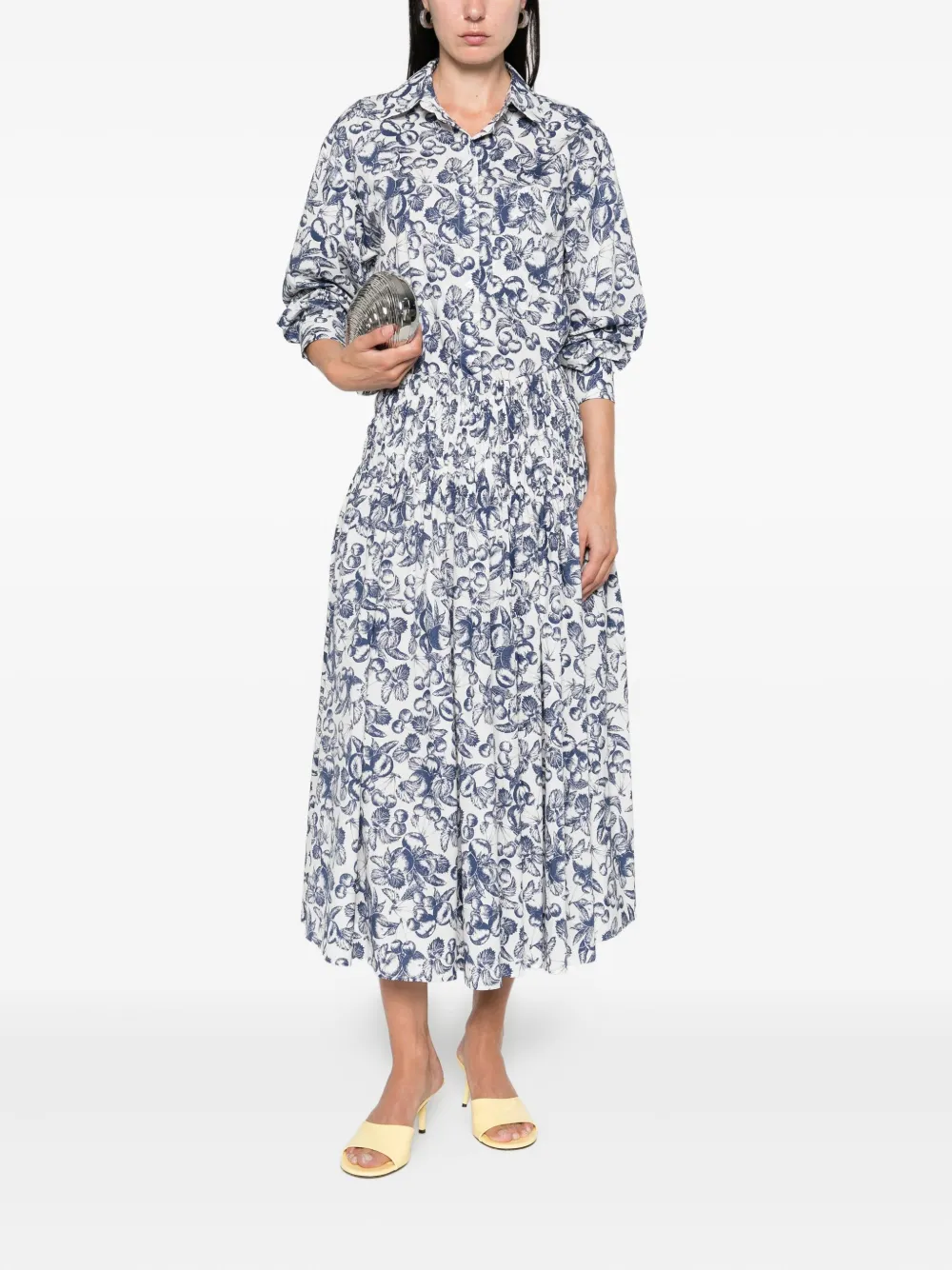 Maje Midi-rok met fruitprint Wit