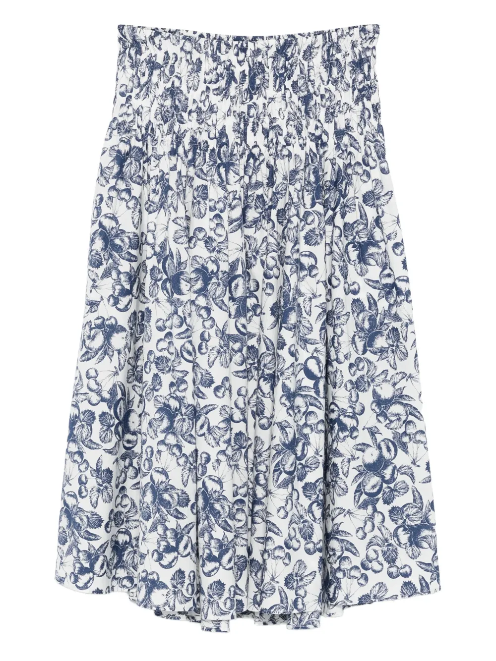 Maje fruit-print smocked midi skirt Wit
